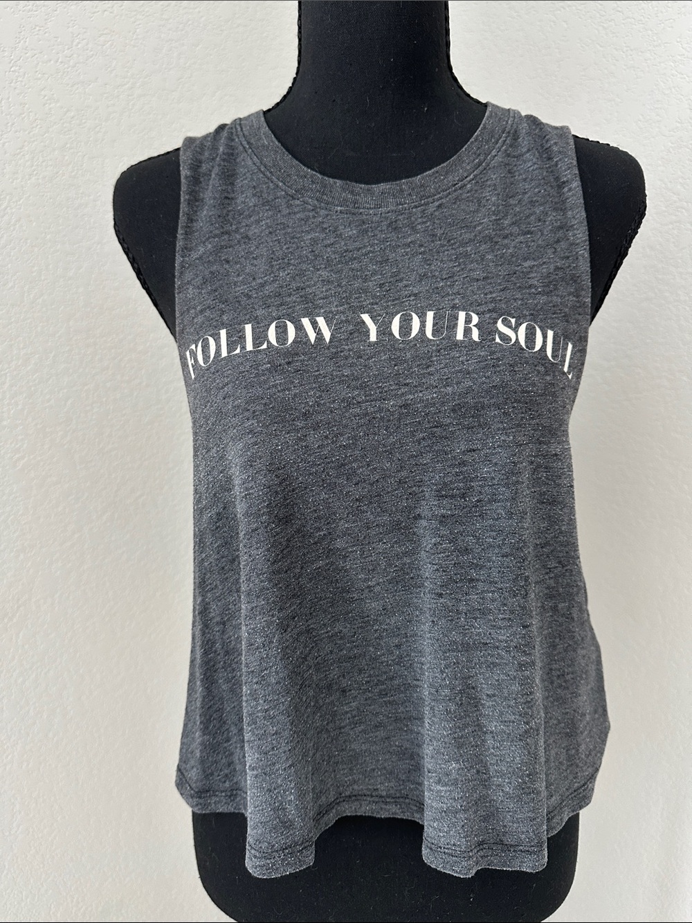 Spiritual Gangster Charcoal Tank with White "FOLLOW YOUR SOUL" Text